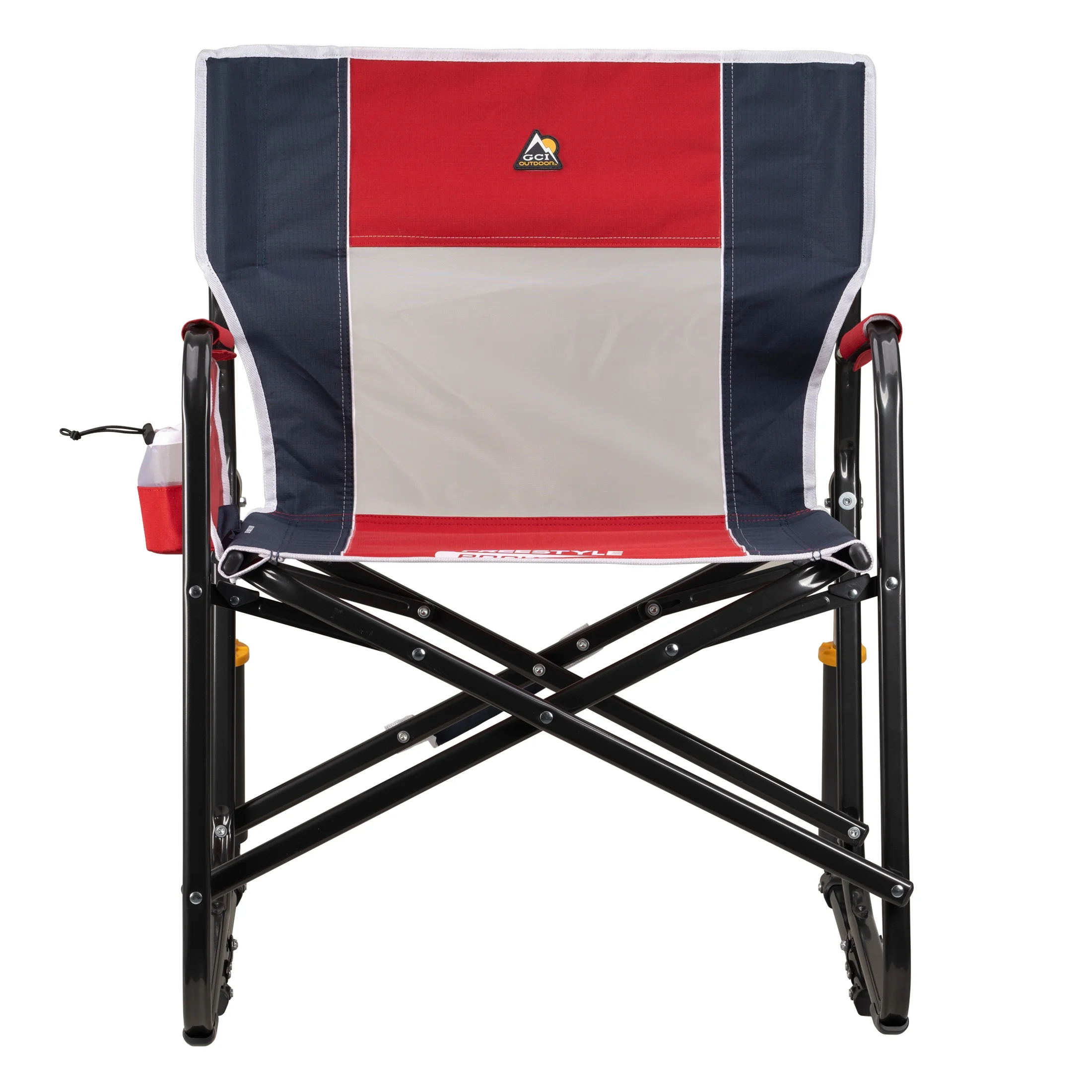 GCI Outdoor Freestyle Rocker XL Heavy Duty Foldable Rocking Camp Chair, Red/White/Blue