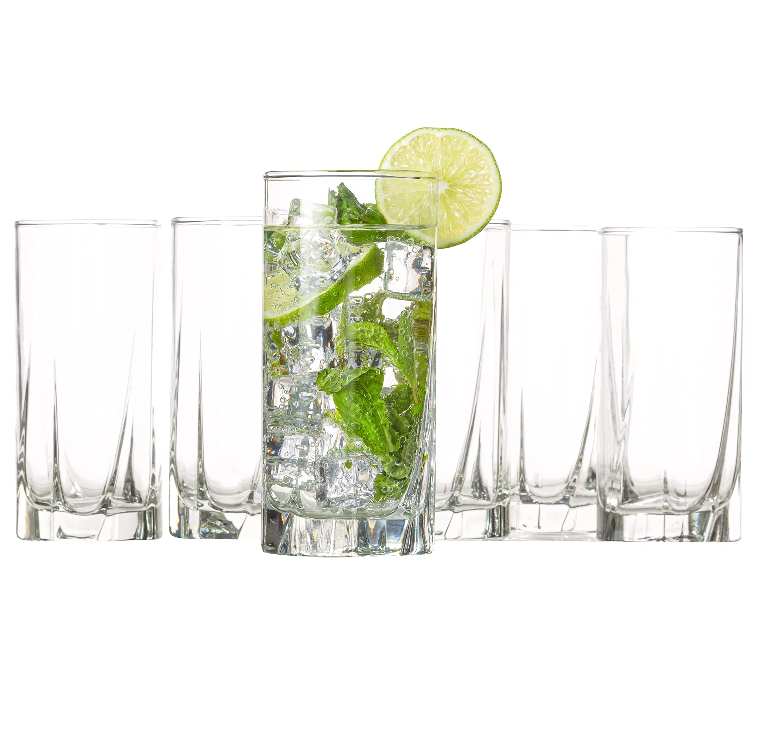Madison - 12 Ounce Drinking Glasses | Beautiful Design  For Water, Juice, Soda, etc.  Thick and Durable Glass  Dishwasher Safe  Set of 6 Clear Glass Water Tumblers  5.8 Tall x 2.6 Diameter