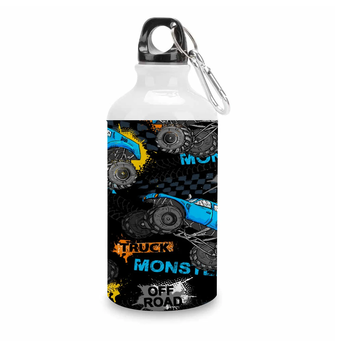 GZHJMY Sports Water Bottles, Cartoon Cool Blue Toy Car Large Capacity Aluminium Portable Leakproof Lightweight Drink Bottles for Fitness and Outdoor Enthusiasts