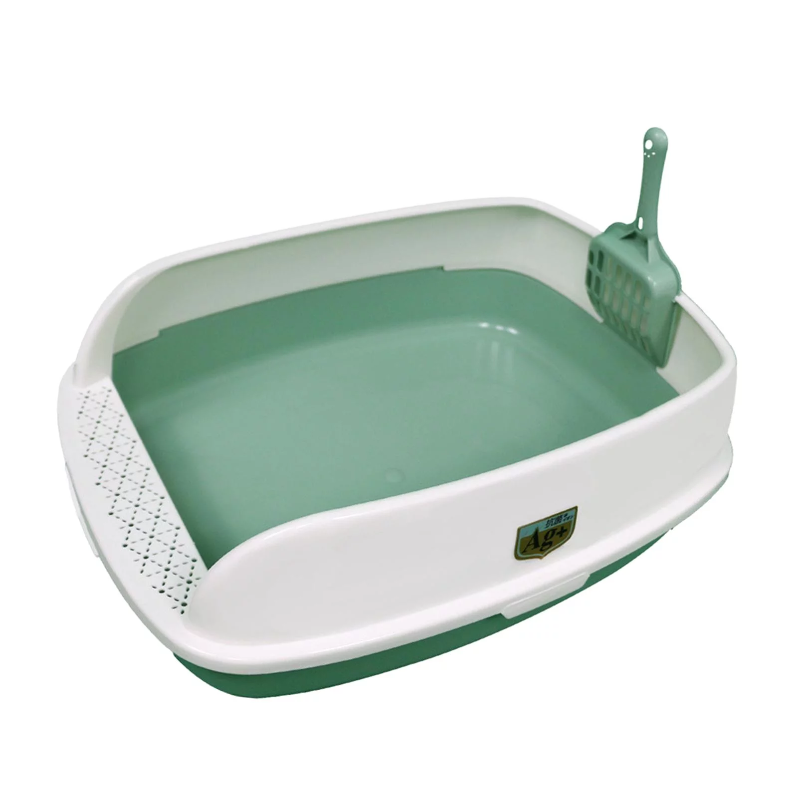 Cat Litter Box Portable Deep Loo Kitten Pet Supplies Durable Pet Litter Tray Green