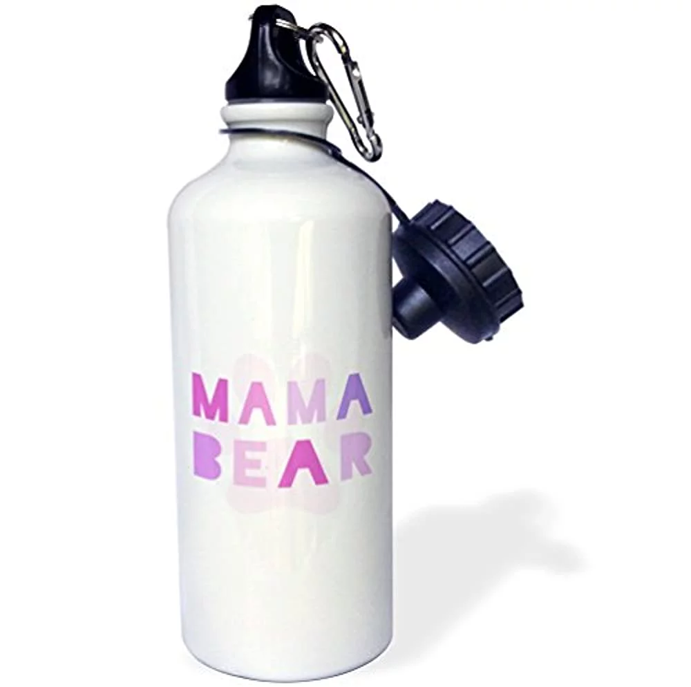 Mama bear - pink text with paw print for mother or new mom mommy - mothers day - part of family set 21 oz Sports Water Bottle wb-123172-1