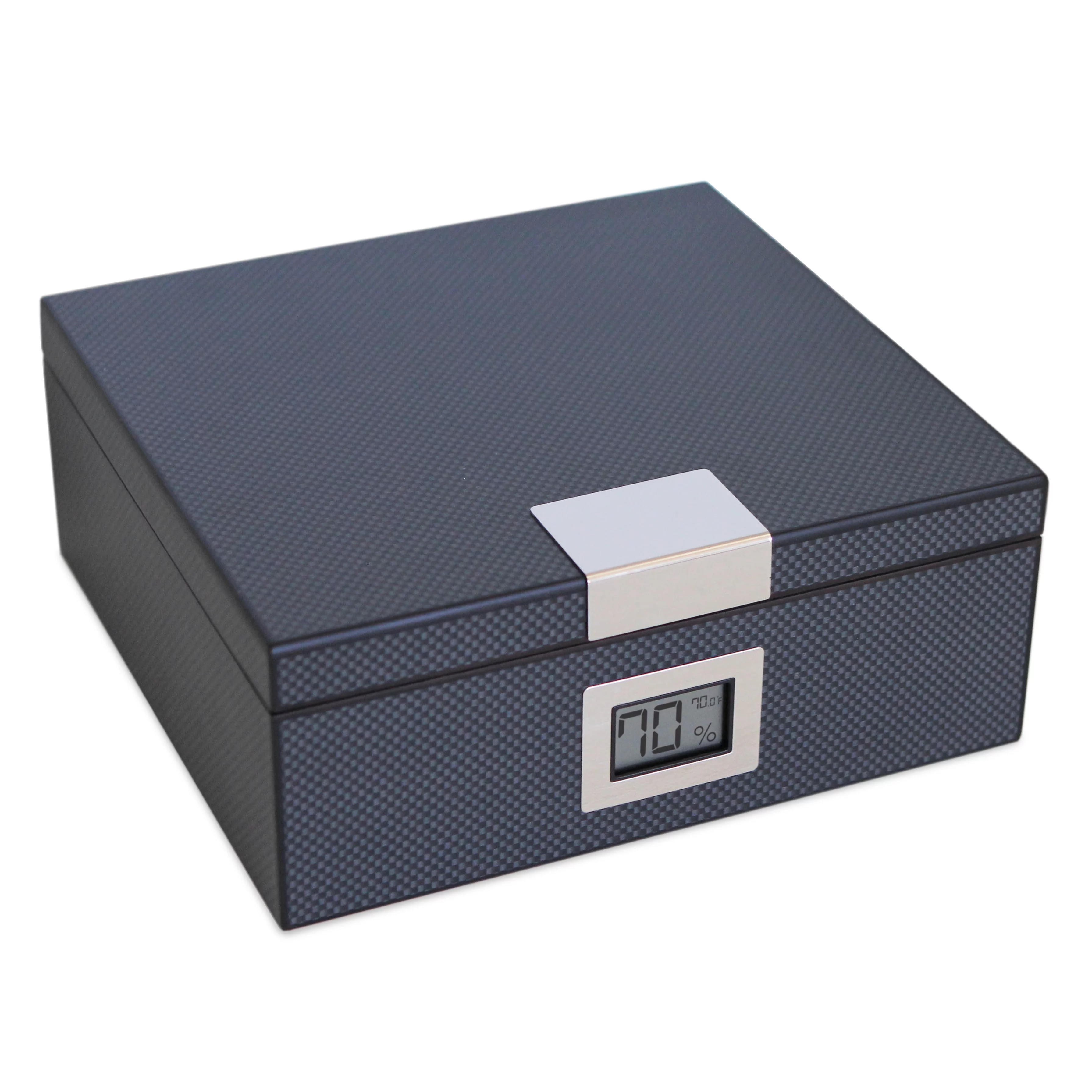 Carbon Fiber Design Handcrafted Modern Cedar Humidor - Holds (25-50 Cigars) by Case Elegance