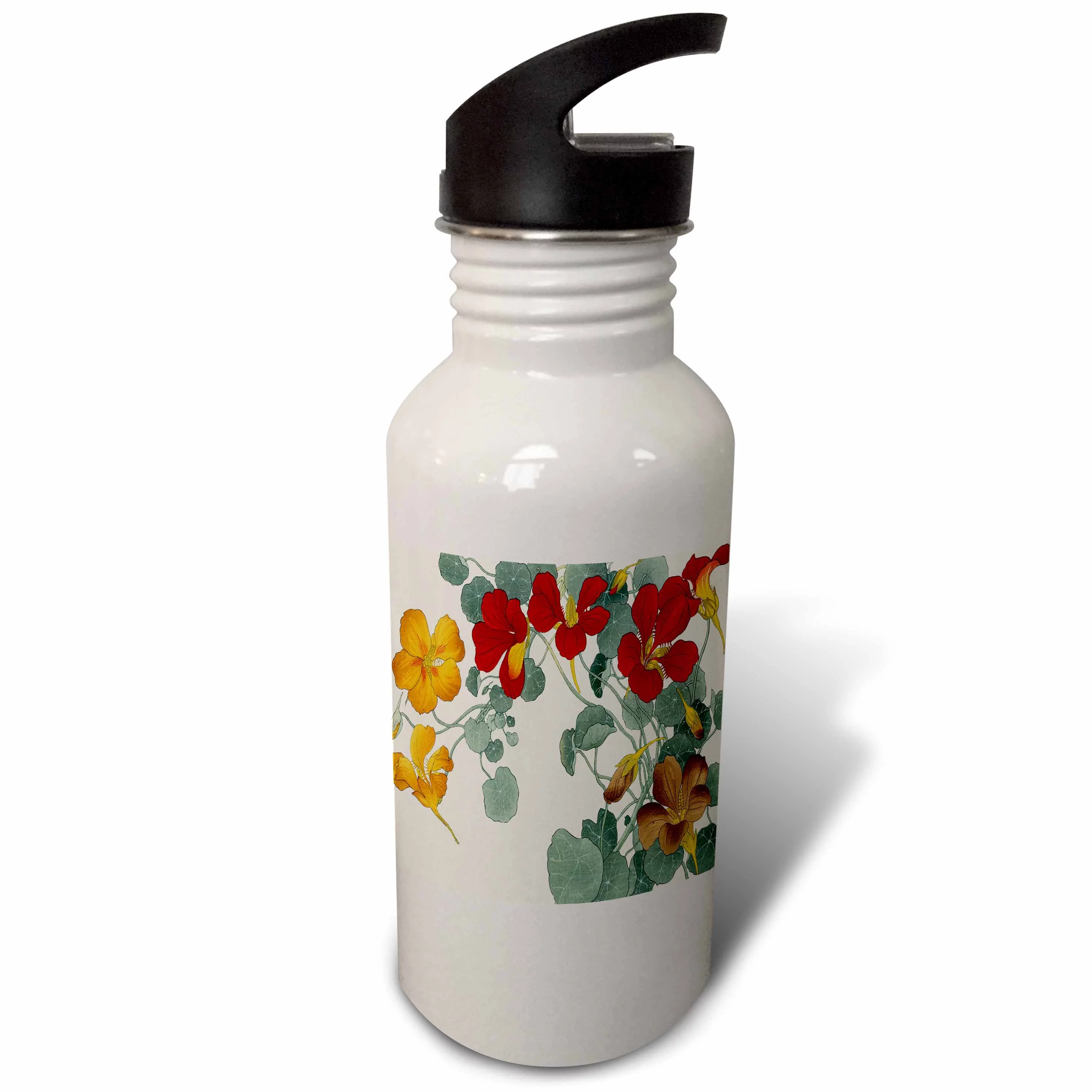 Nasturtium in Dark Red and Golden Yellow 21 oz Sports Water Bottle wb-175409-1