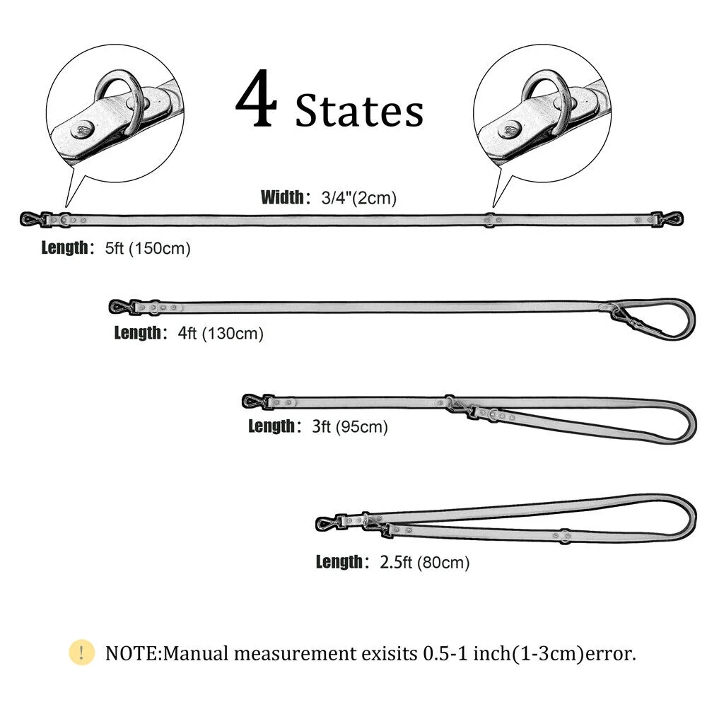 Waterproof PVC Dog Leash Soft Rubber Adjustable Pet Walking Lead with 2 Rings