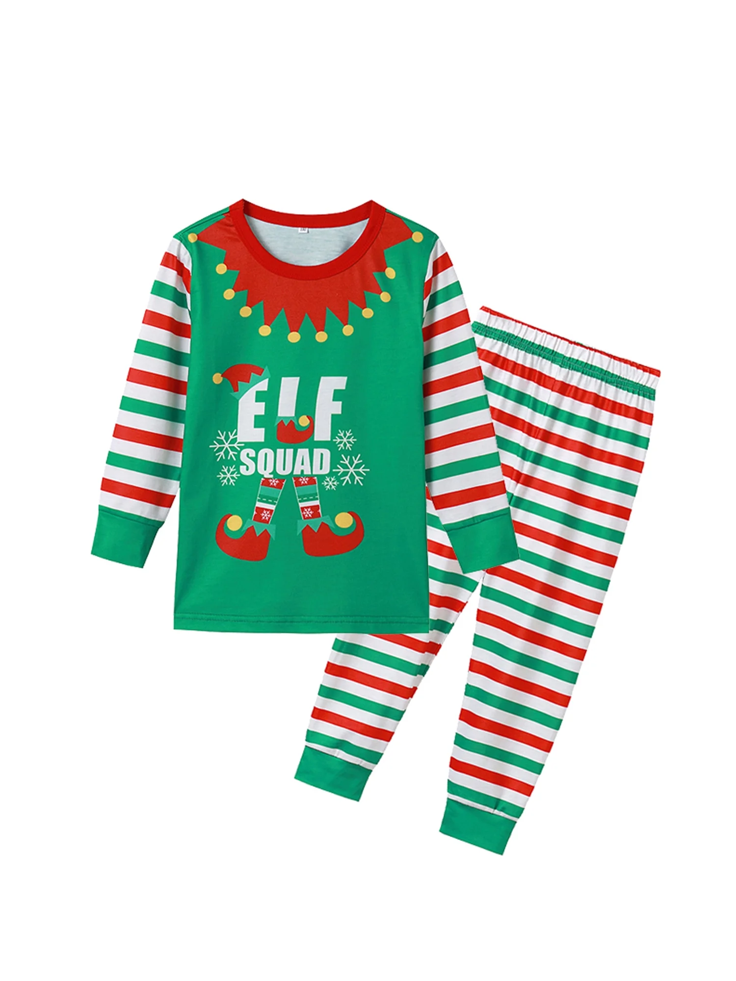 JBEELATE Family Matching Christmas Pajamas Set ELF Tee and Stripe Pant Cozy Loungewear Nightwear