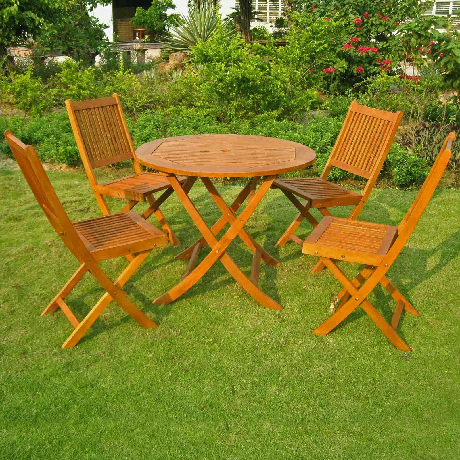 International Caravan Royal Tahiti Hamburg Balau Wood 5 Piece Patio Dining Set