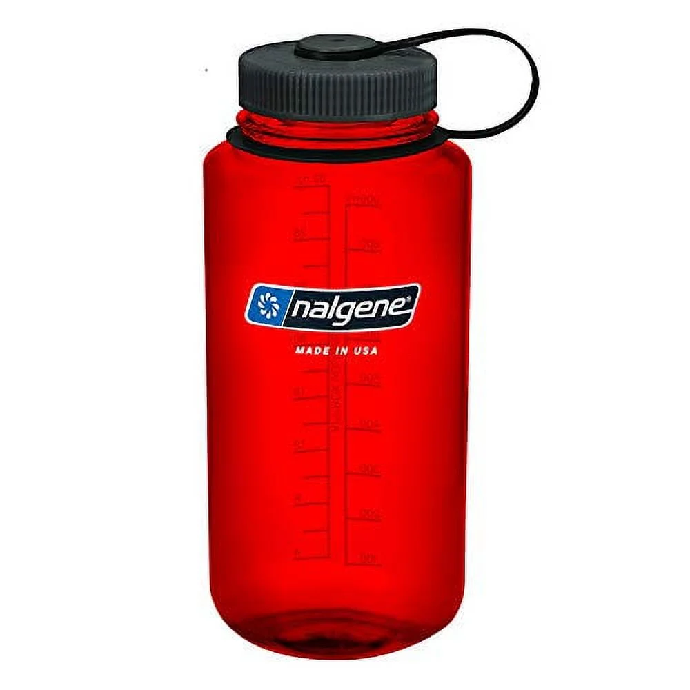 nalgene tritan wide mouth bpa-free water bottle, lollipop red, 32 oz