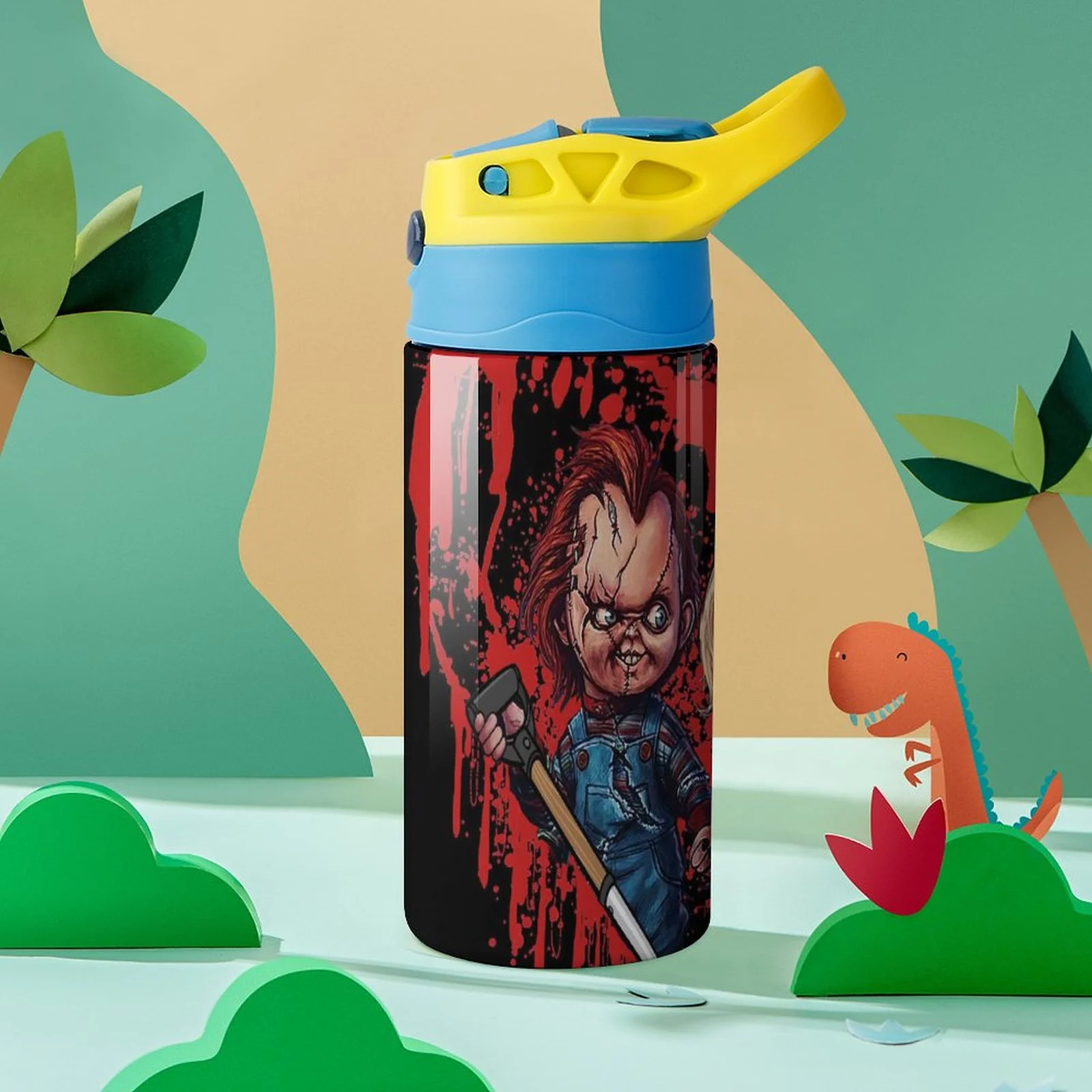 Bride Of Chucky Play Kid's Insulated Water Bottle With Straw Vacuum Stainless Steel Cup Leak-Proof Children Toddler Thermoses