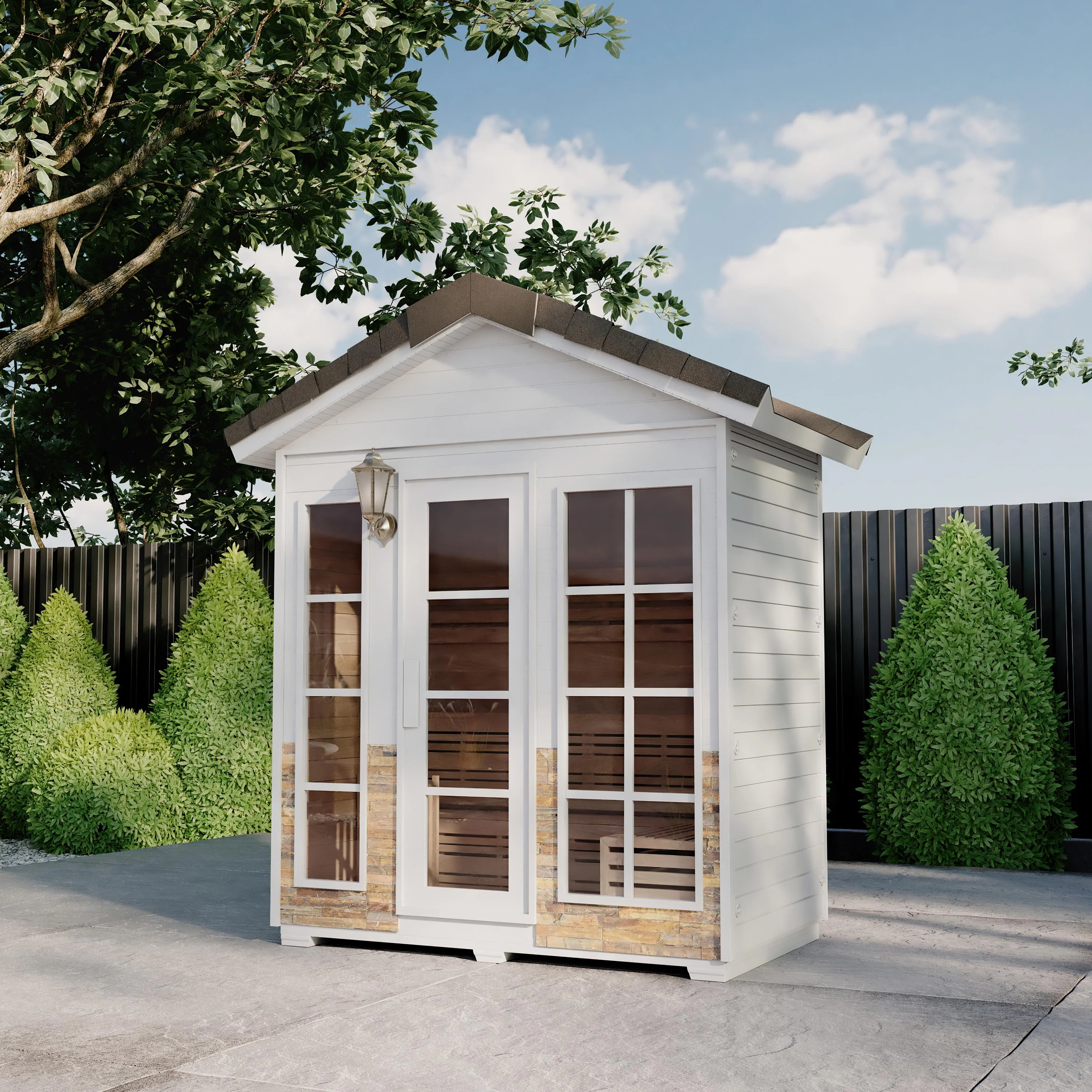 ALEKO Outdoor 6 Person Canadian Red Cedar Wet Dry Sauna with 6 kW Heater