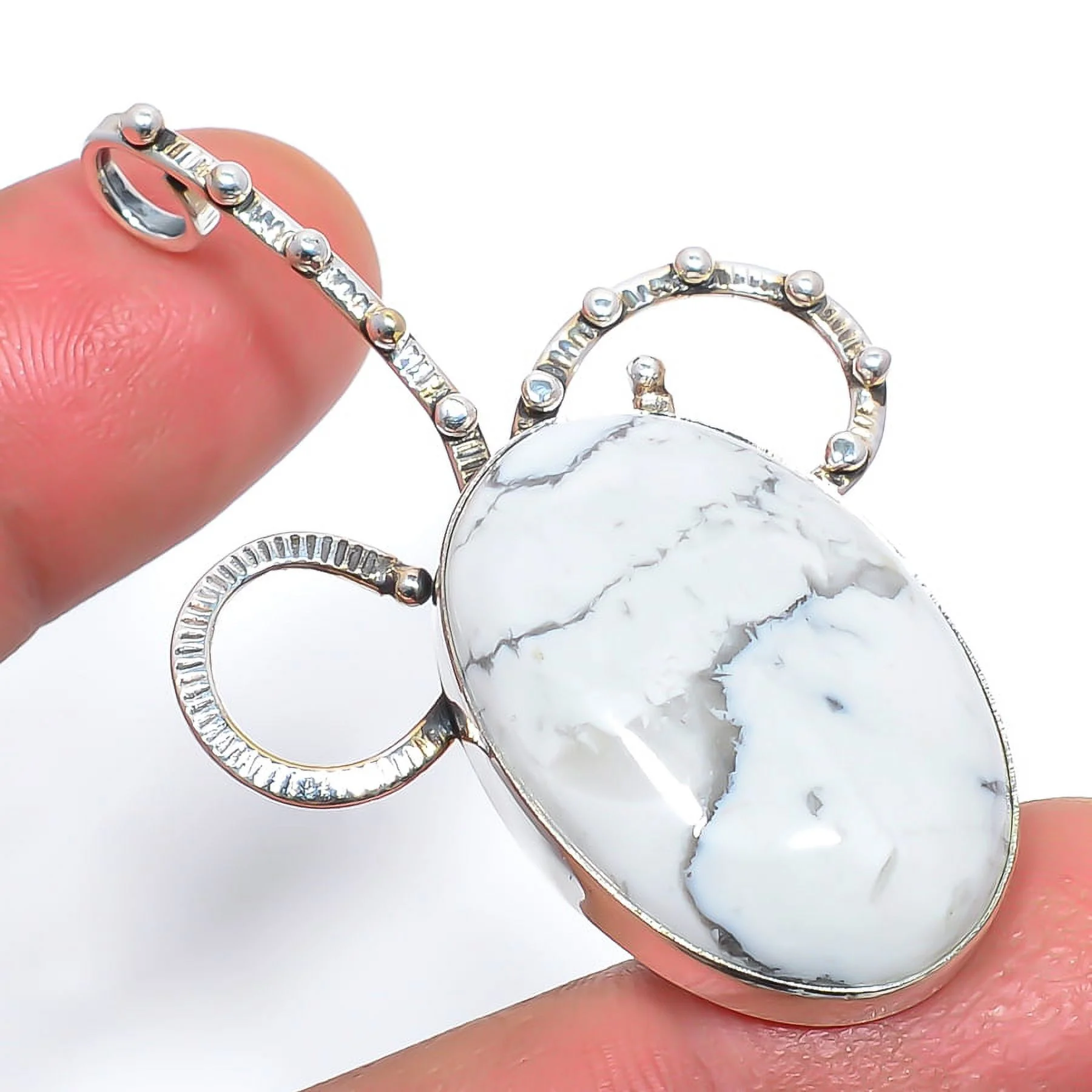 Howlite Handmade Designer 925 Silver Plated Pendant Jewelry 2.1