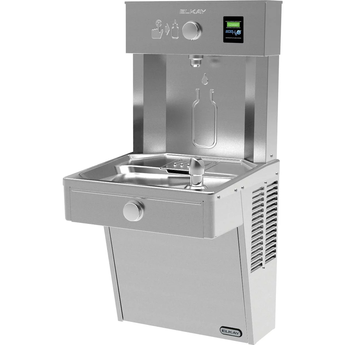 Elkay EZH2O Vandal-Resistant Bottle Filling Station & Single Cooler, Non-Filtered 8 GPH Stainless