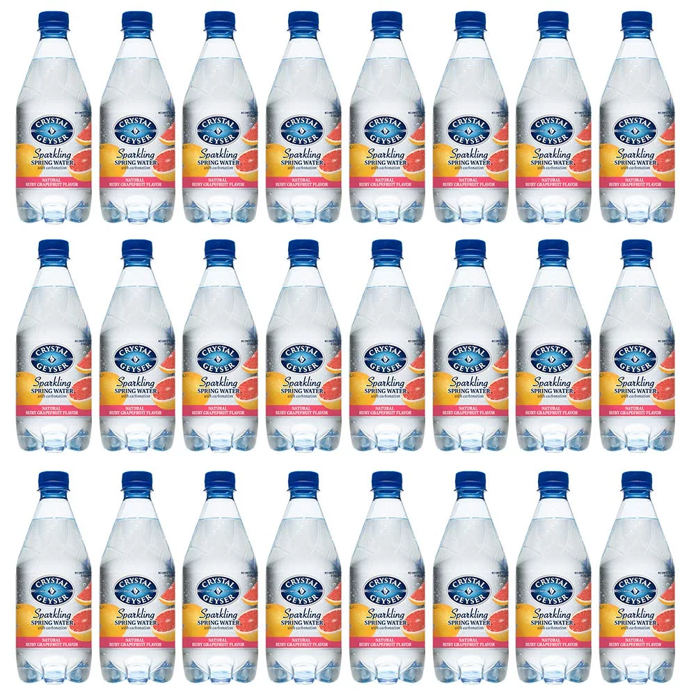 Crystal Geyser Natural Flavored Sparkling Spring Water, Ruby Grapefruit, 24 Pack, 18 Oz Bottles, No Artificial Ingredients Or Sweeteners, Carbonated, Non Gmo