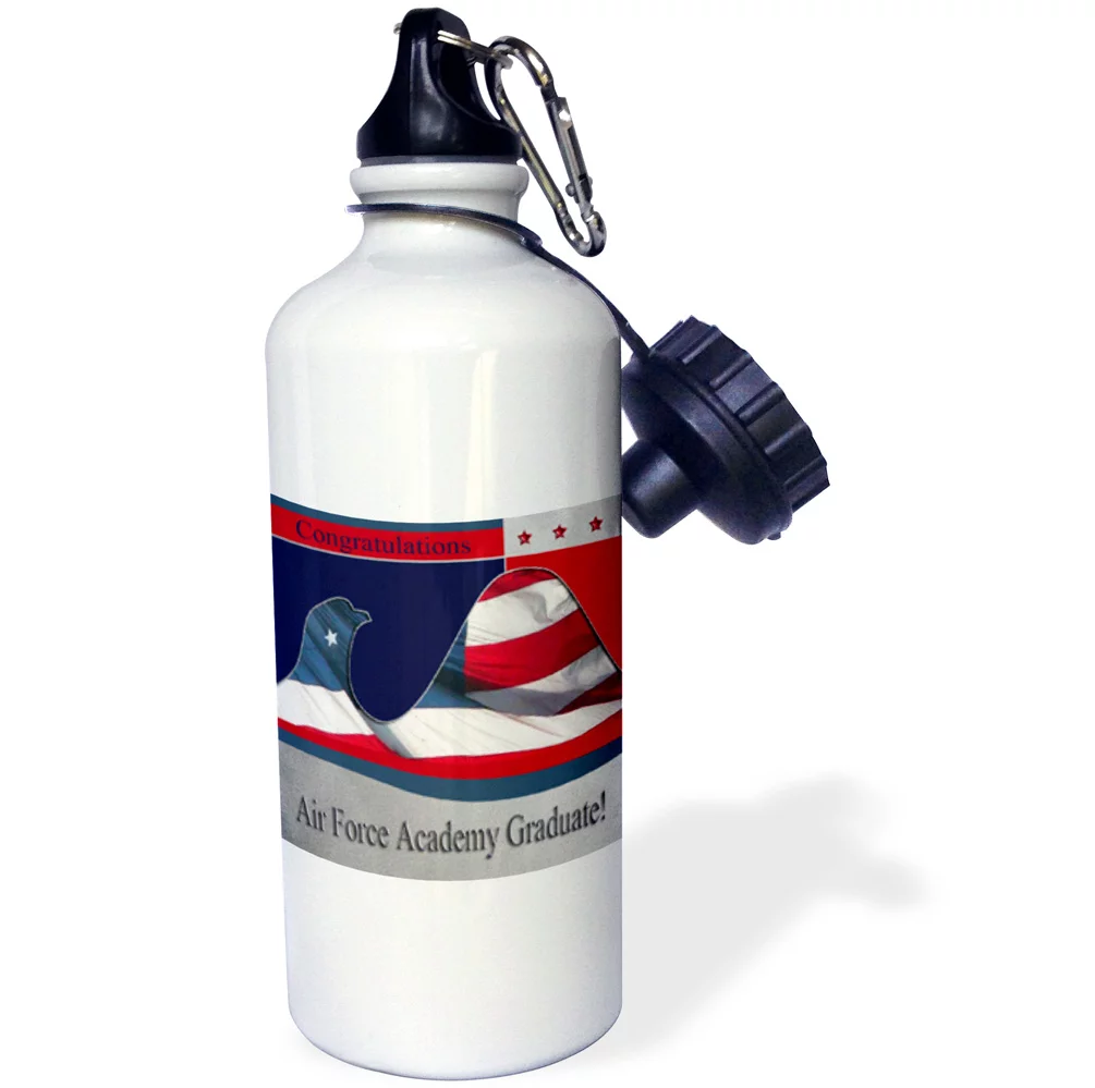 3dRose Congratulations Air Force Academy Graduate, Flag Eagle, Sports Water Bottle, 21oz