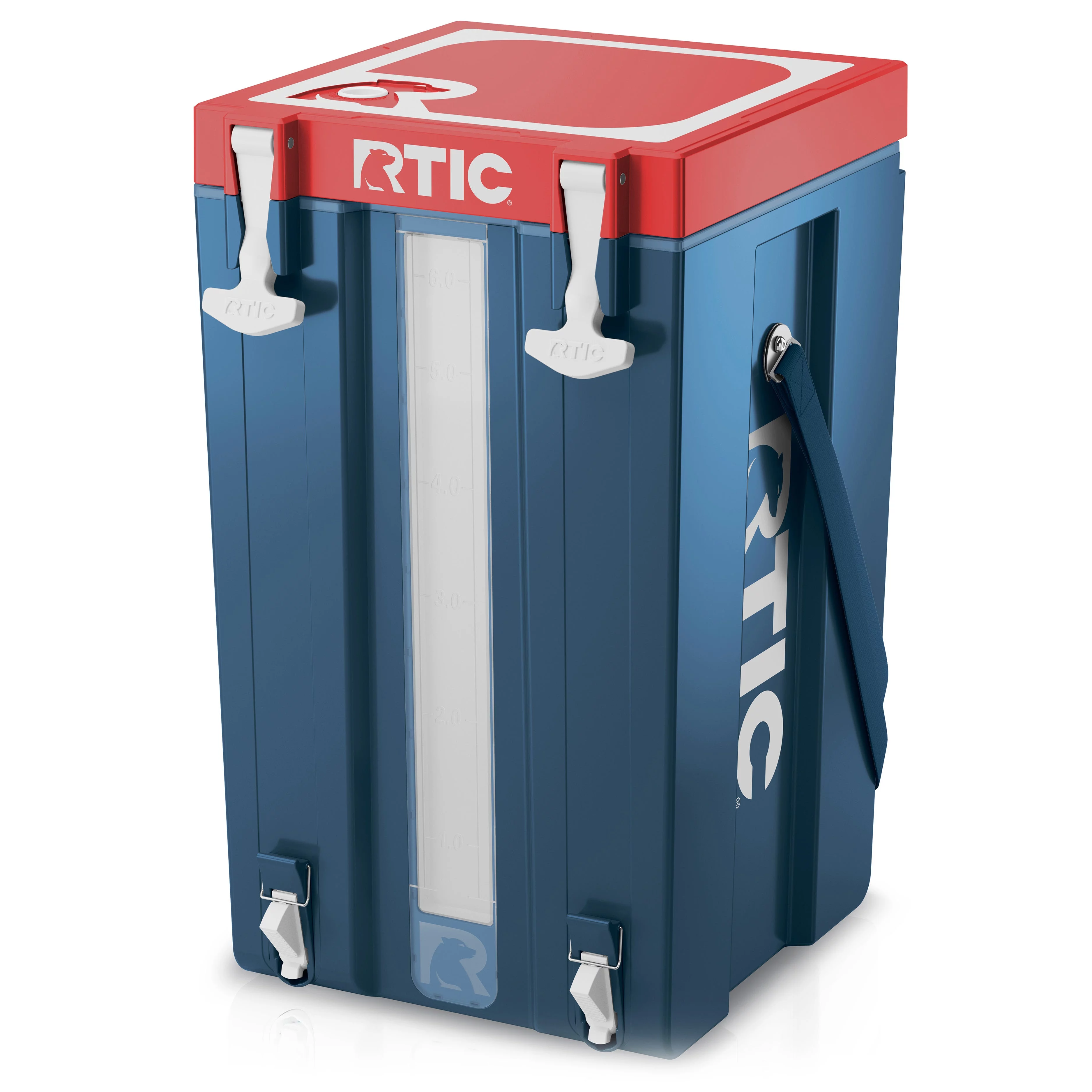 RTIC Halftime Water Cooler 6 Gallon Portable Carrier Container, Drink Beverage Dispenser, Stackable with 2 Taps, Bottleless, BPA-Free, for Sports, Camping, BBQ, Parties, Picnic, and More, Patriot