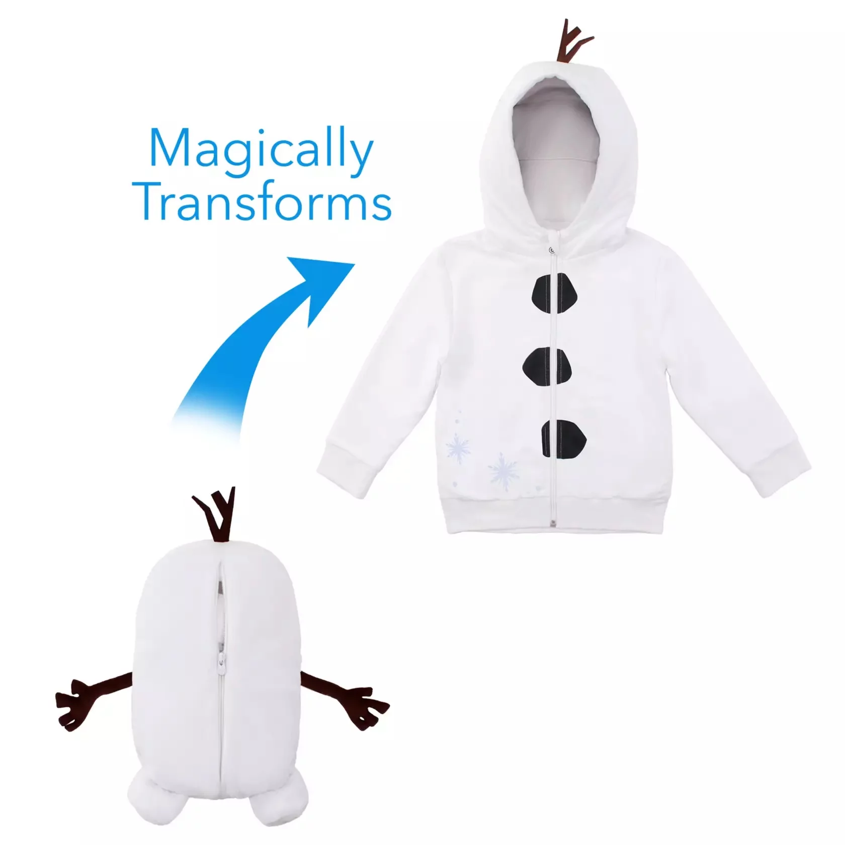 Disney Cubcoats Kid's Olaf Frozen 2 in 1 Transforming Classic Zip Up Hoodie & Soft Plushie White Size 10T