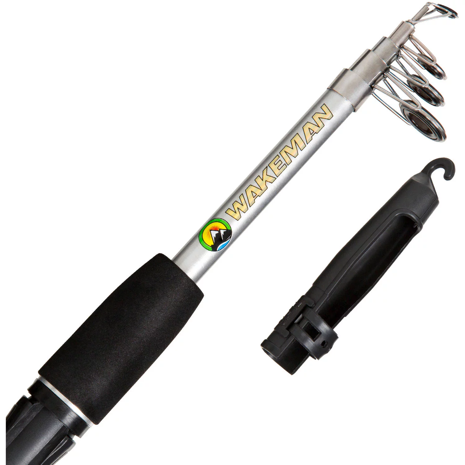 Wakeman 80-FSH6001 Spinning Reel, Carbon Fiber & Steel Telescopic Pole Fishing Rod & Reel Combo , Black