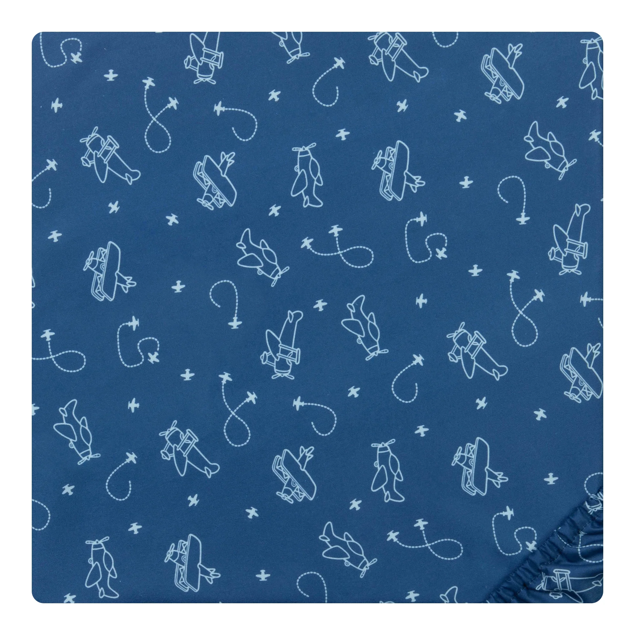 Sammy and Lou Infant Airplane Printed Microfiber Woven Deep Pocket Crib Sheets, Blue, 2 -Pieces, 200 Thread Count