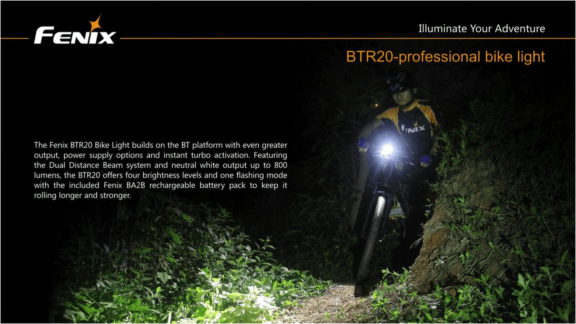 Fenix BTR20 CREE XM-L T6 800 Lumen NEUTRAL WHITE Rechargeable LED Bicycle Light