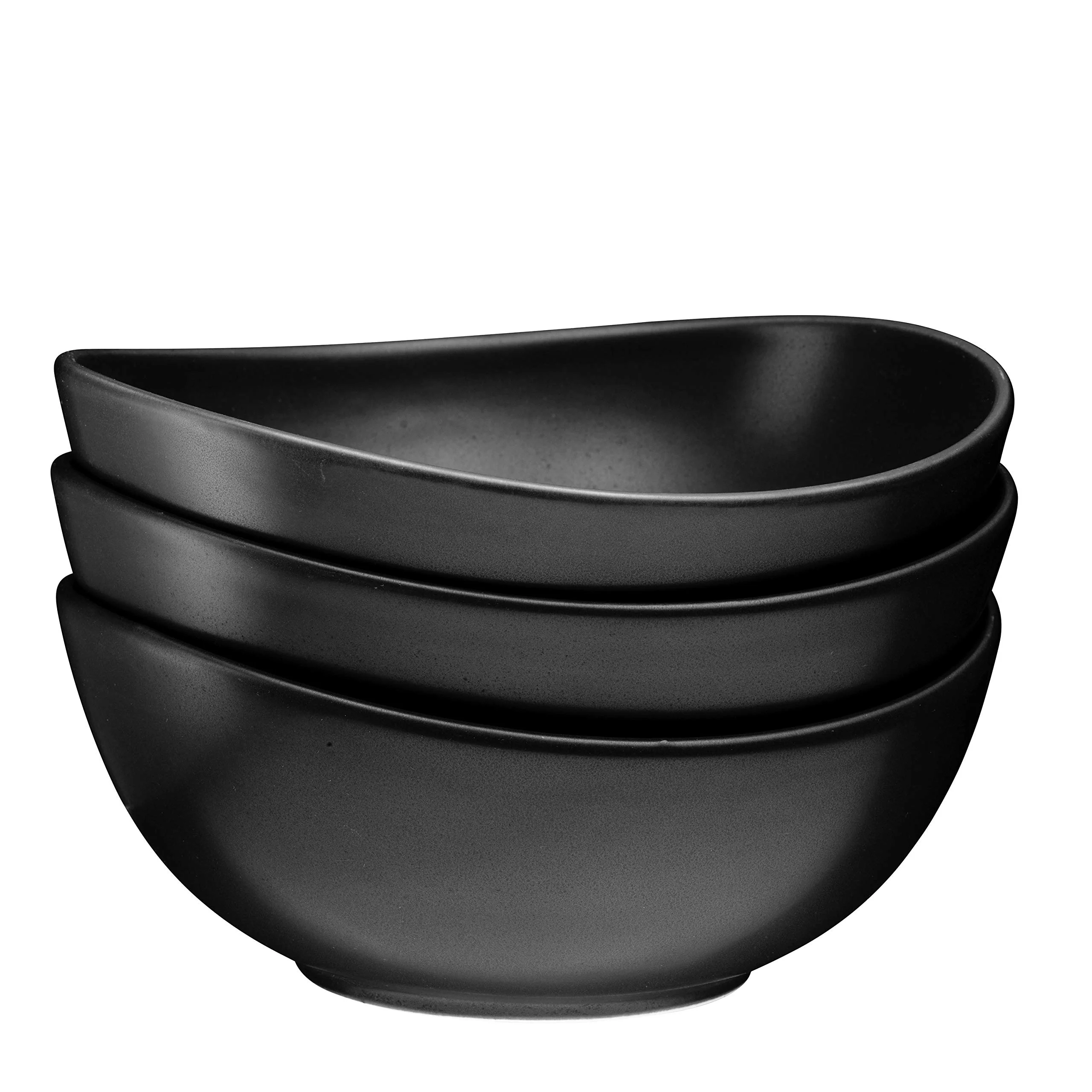 Bruntmor Matte Black Round Curved Soup Bowl Set - 28 Oz x6