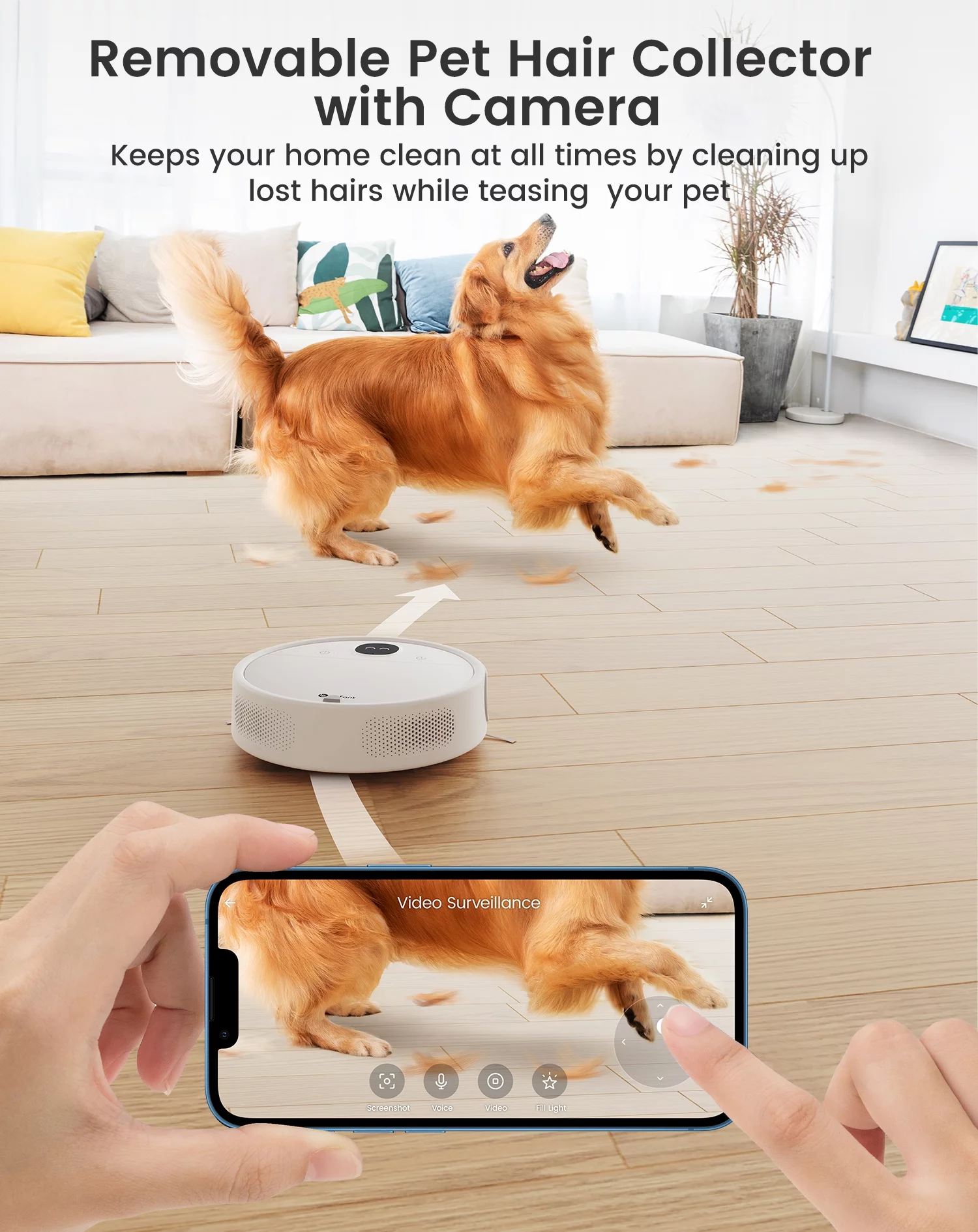 Lefant Robot Vacuum Cleaner with Camera, 5500Pa Strong Suction Pet Vacuum, Wi-Fi/App/Alexa Control, Low Noise, Self-Charging, Mini Robotic Vacuum for Pet Hair Hard Floor, P1