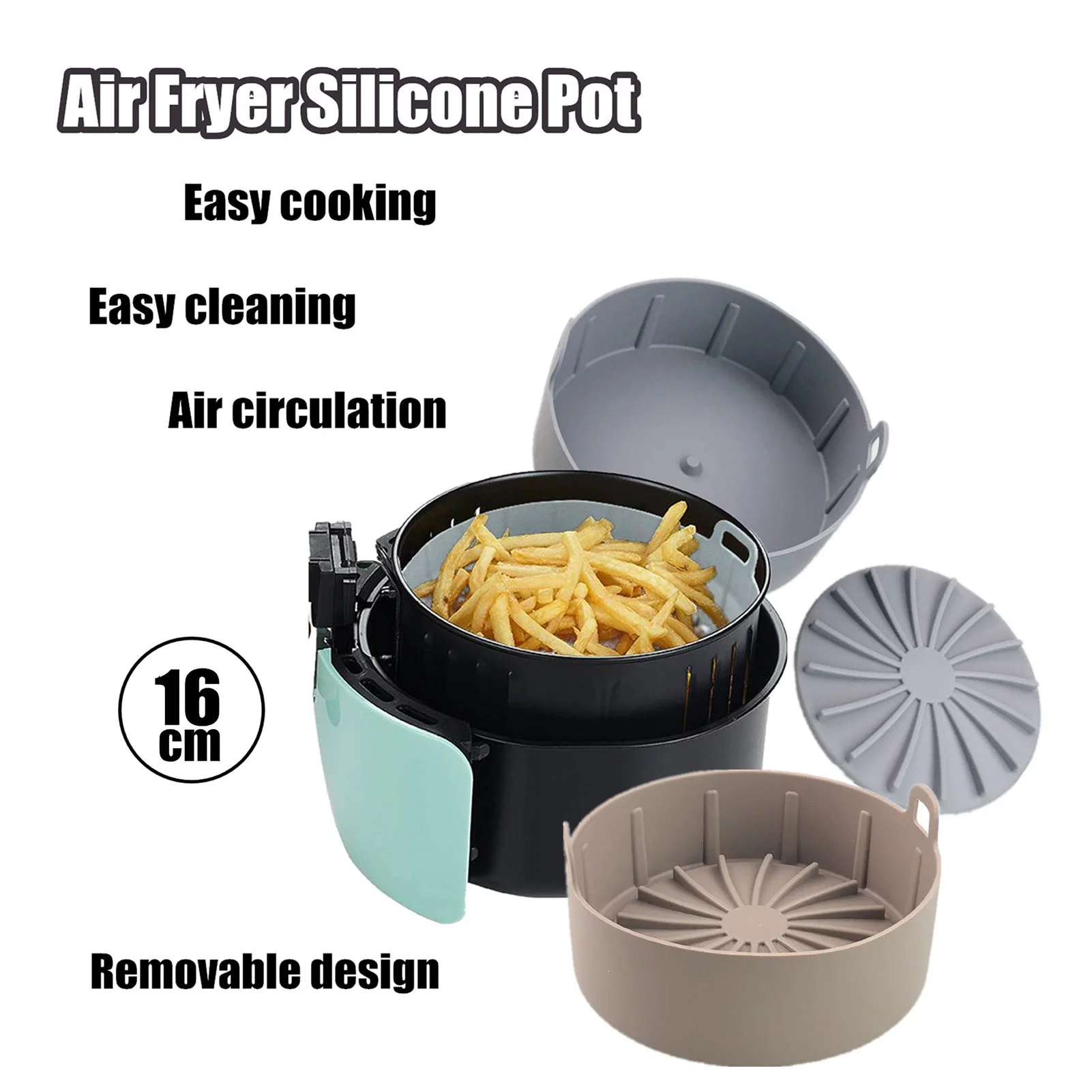 FeiraDeVaidade Air fryer Silicone Pot, Replace Parchment Paper Lining, Use Air Ryer, Heat Insulation Baking Mat