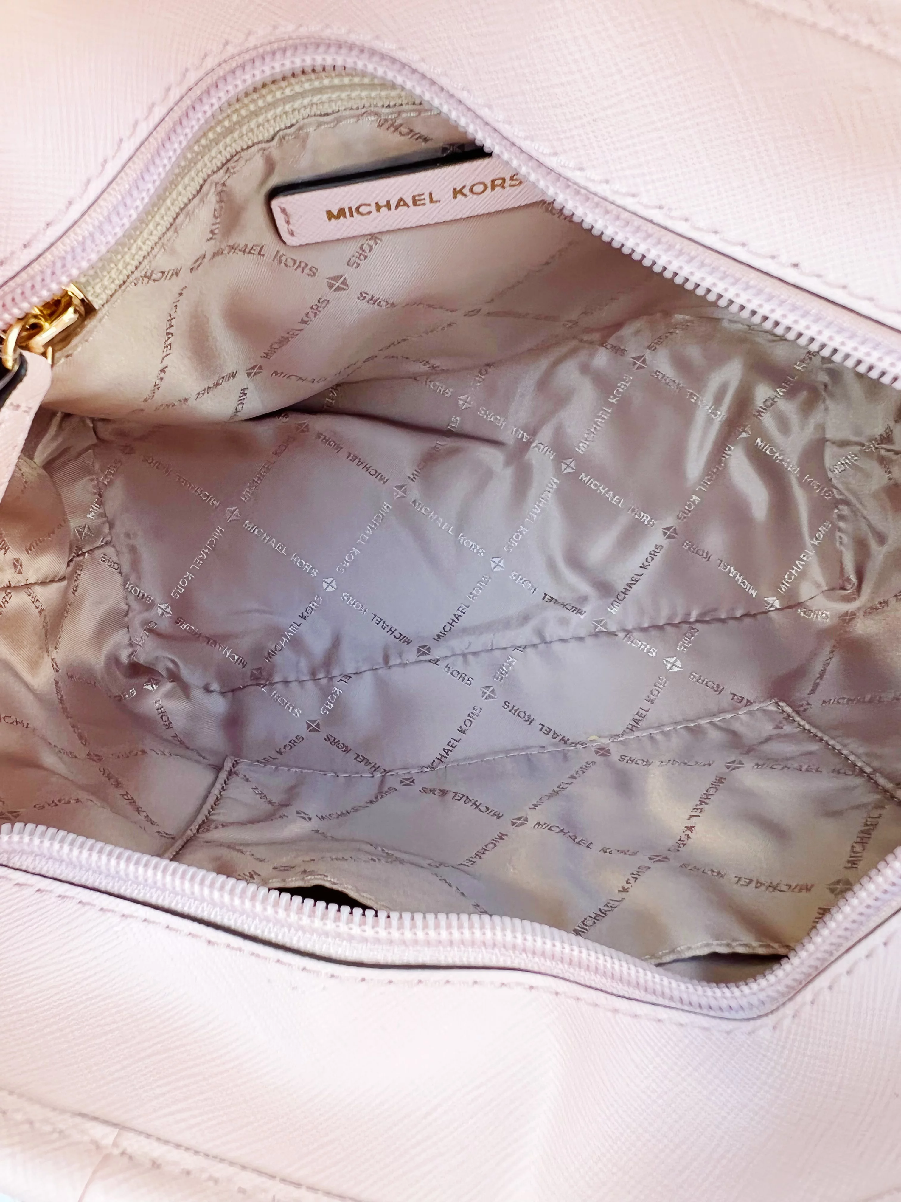 MICHAEL KORS 35T9GTVT0B Jet Set Travel Extra-Small Logo Top-Zip Tote Bag In Dark Powder Blush