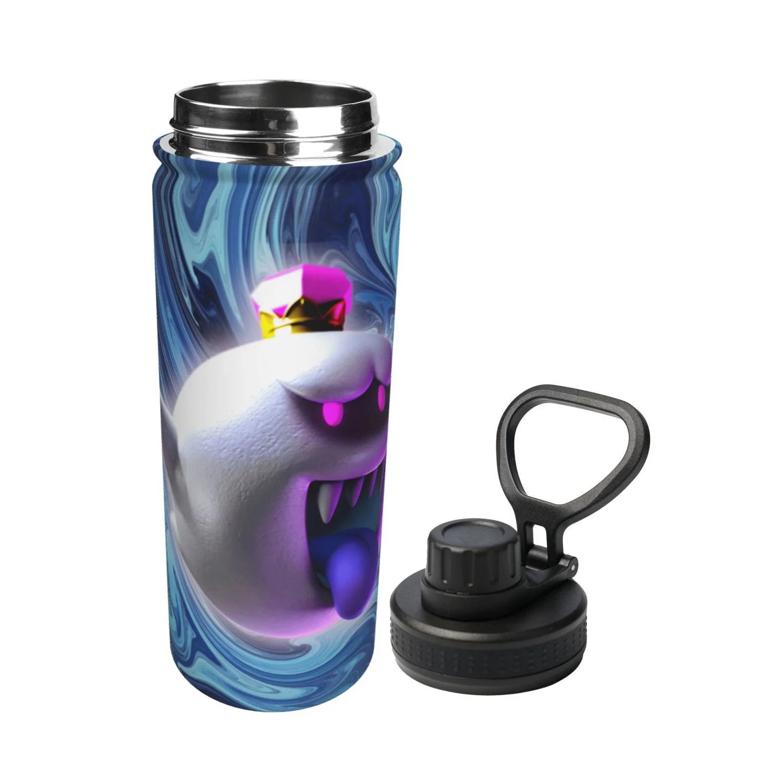 King Boo Horror Luigi's Mansion Unisex Sports Insulated Water Bottles Kettle Stainless Steel Portable Cup 18OZ For School Travel Gym Running