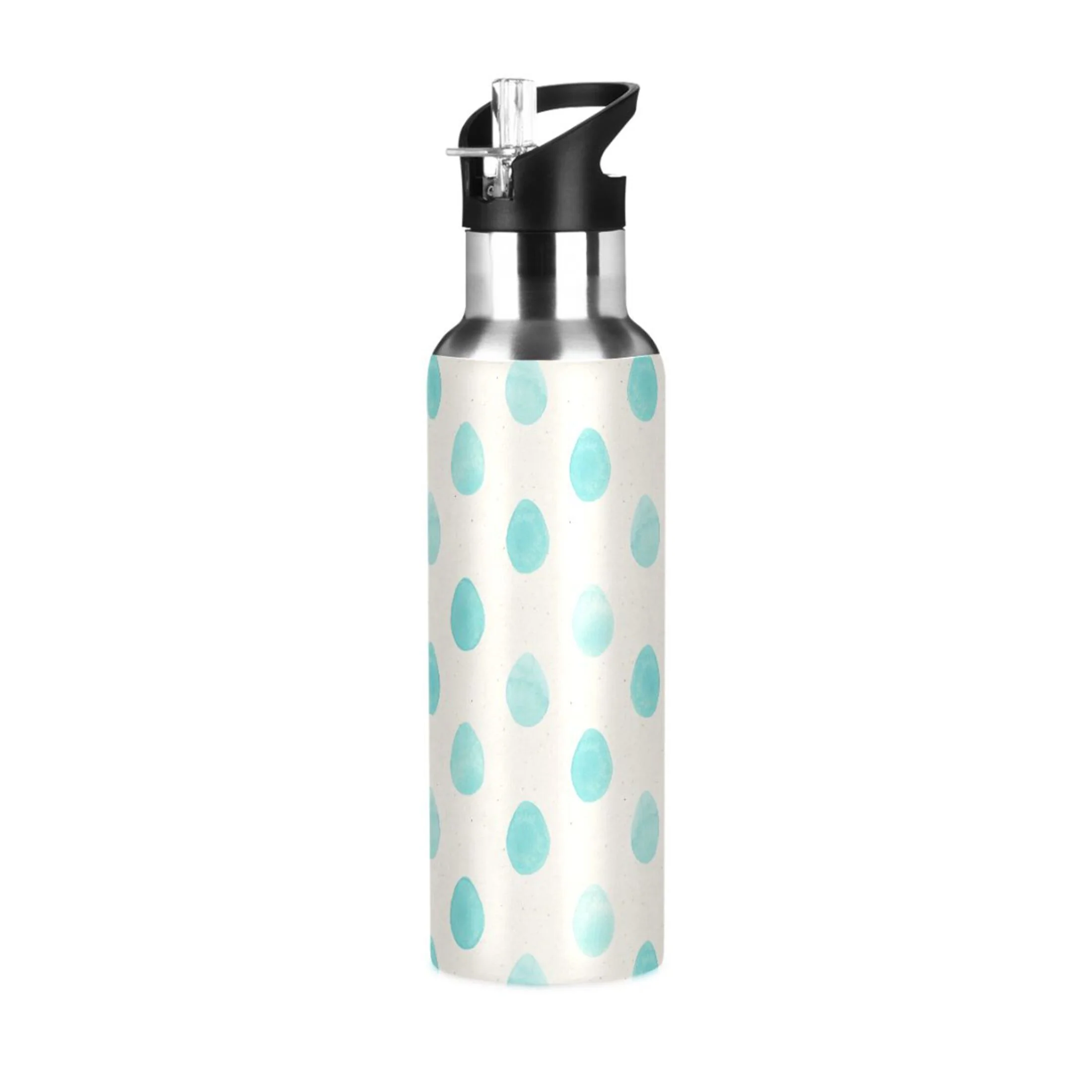 Water Bottle with Straw Lid Leak Mint Green Eggs Stainless Steel Insulated Thermos Vacuum Flask for Cold Hot Drinking for Sports Camping Gym Yoga