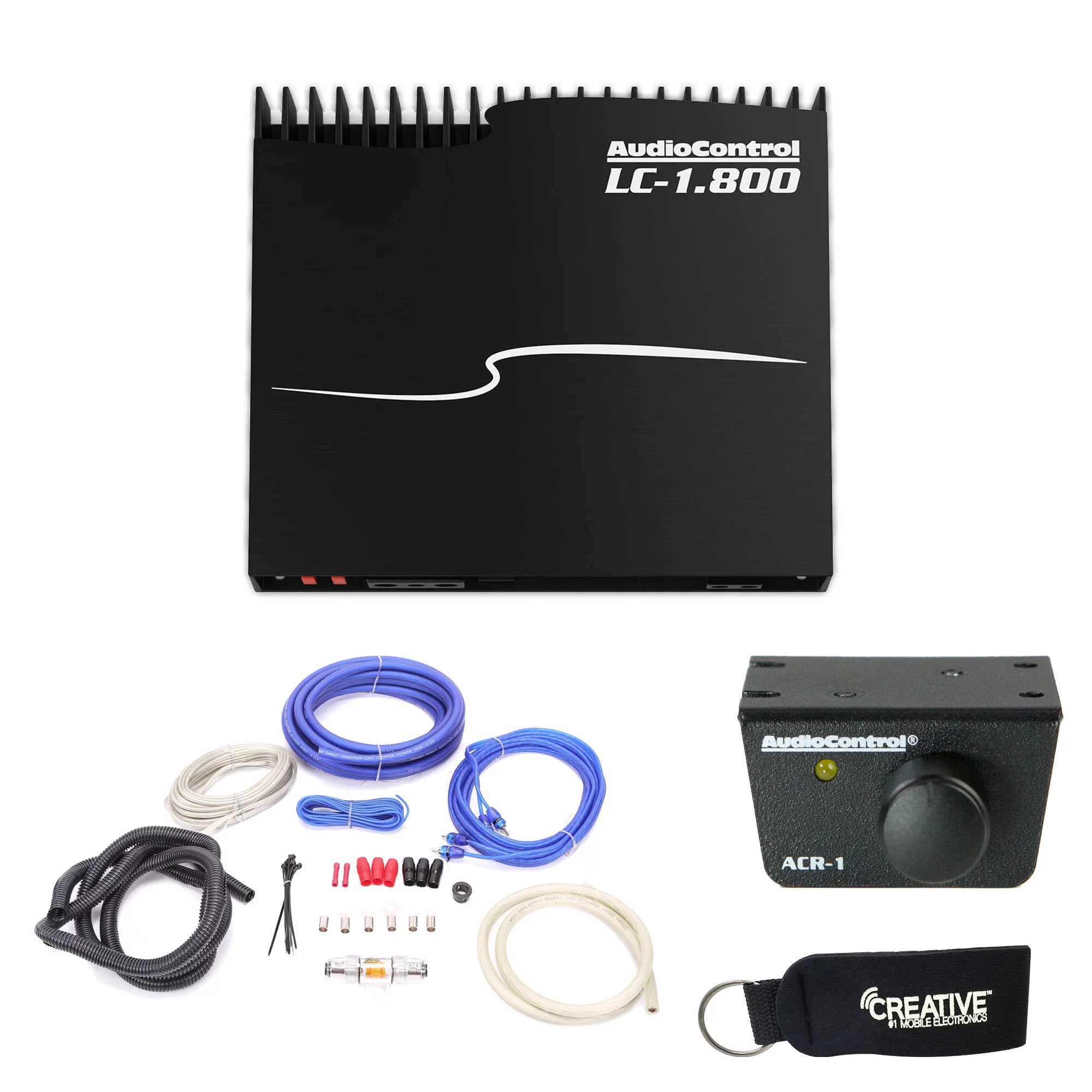 AudioControl LC-1.800 High-Power Mono Subwoofer Amplifier with Accubass, ACR-1 Dash Remote, And Wiring Kit