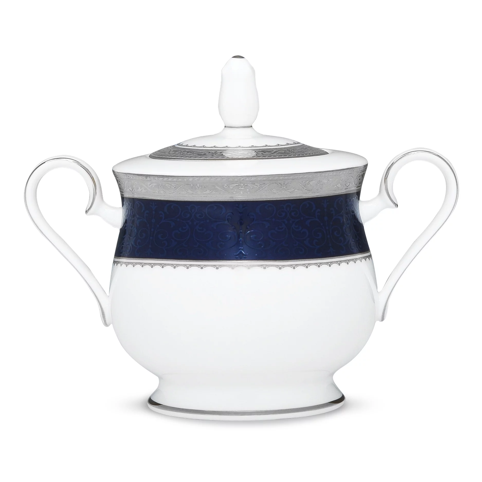 Noritake Odessa Cobalt Platinum Sugar with Cover