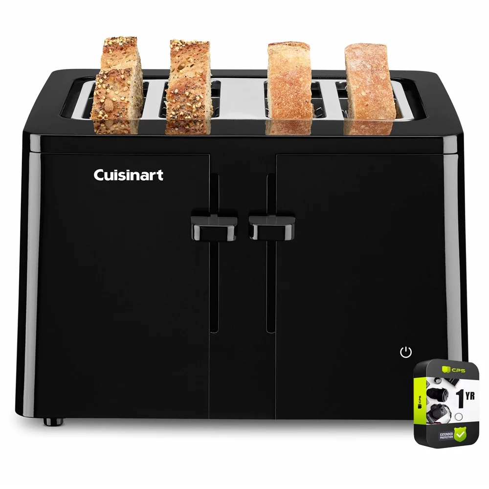 Cuisinart CPT-T40 4-Slice Touchscreen Toaster Black Bundle with 1 Year Extended Protection Plan