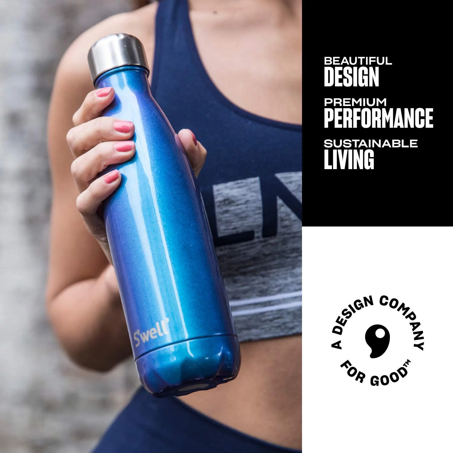 S'well 25 oz Purple Galaxy and Neptune Blue Vacuum Insulated Stainless Steel Water Bottle with Wide Mouth and Screw Cap