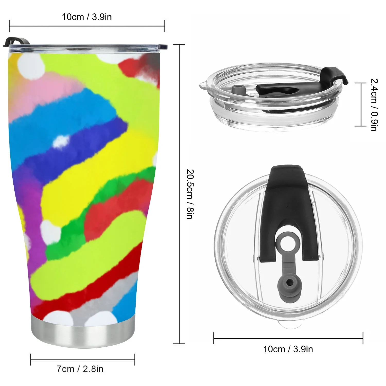 Hidove Stainless Steel Tumbler, Colorful Pattern 30oz Leak Proof & Stainless Steel Bottle for Hot & Cold Drinks - Coffee Travel Mug, Water Metal Canteen, Thermal Cup