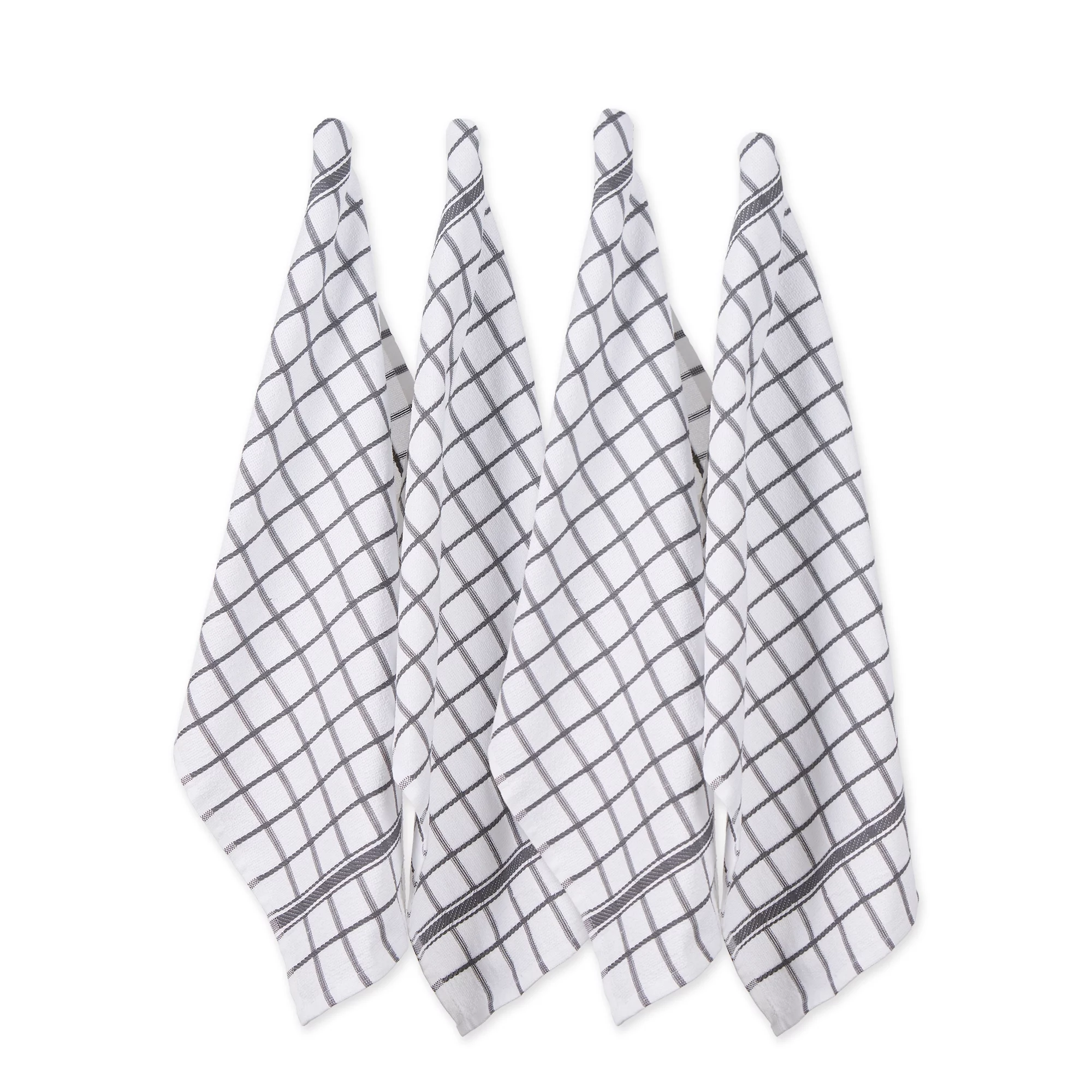 DII Modern Cotton Windowpane Terry Dishtowels in Gray (Set of 4)