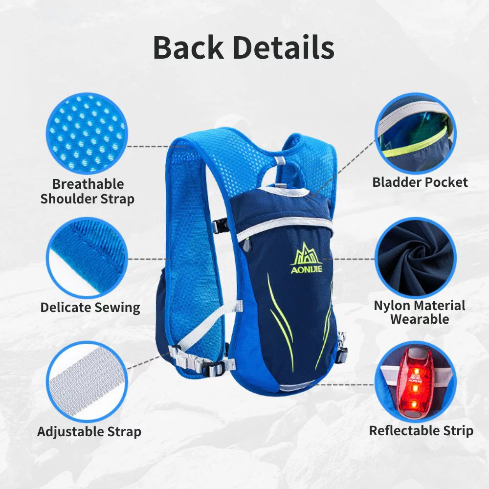 AONIJIE 5.5L Running Hydration Vest Backpack Lightweight & Breathable for Hiking Cycling, Gray