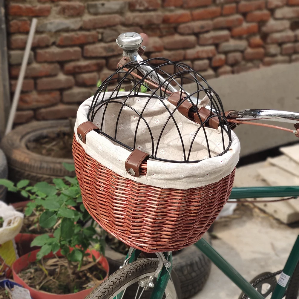 Cat Dog Bicycle Storage Basket Handwoven Pet Seat Front Handlebars Carrier