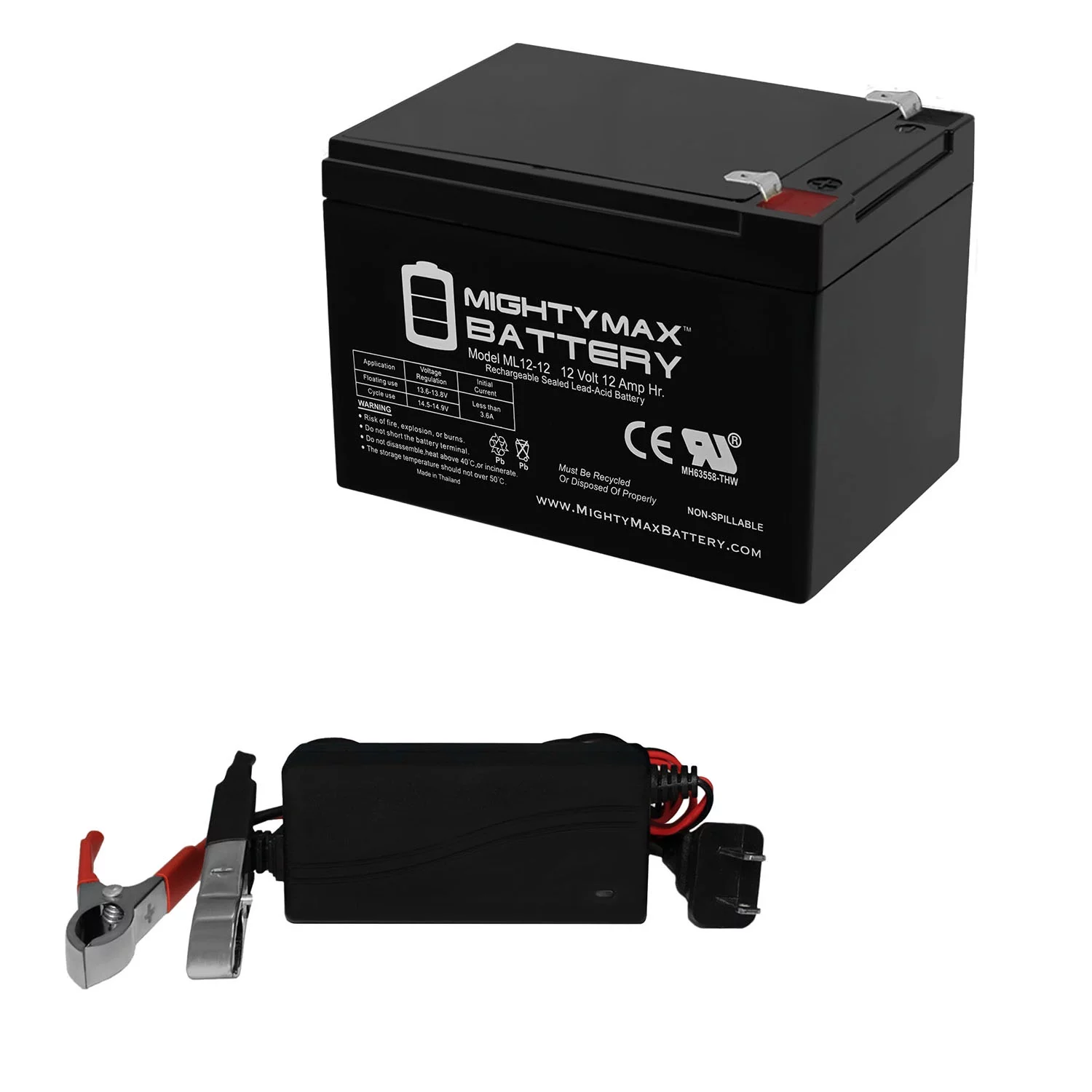 12V 12AH Replaces Electra Scoot-N-Go 88702 Bike + 12V 1Amp Charger