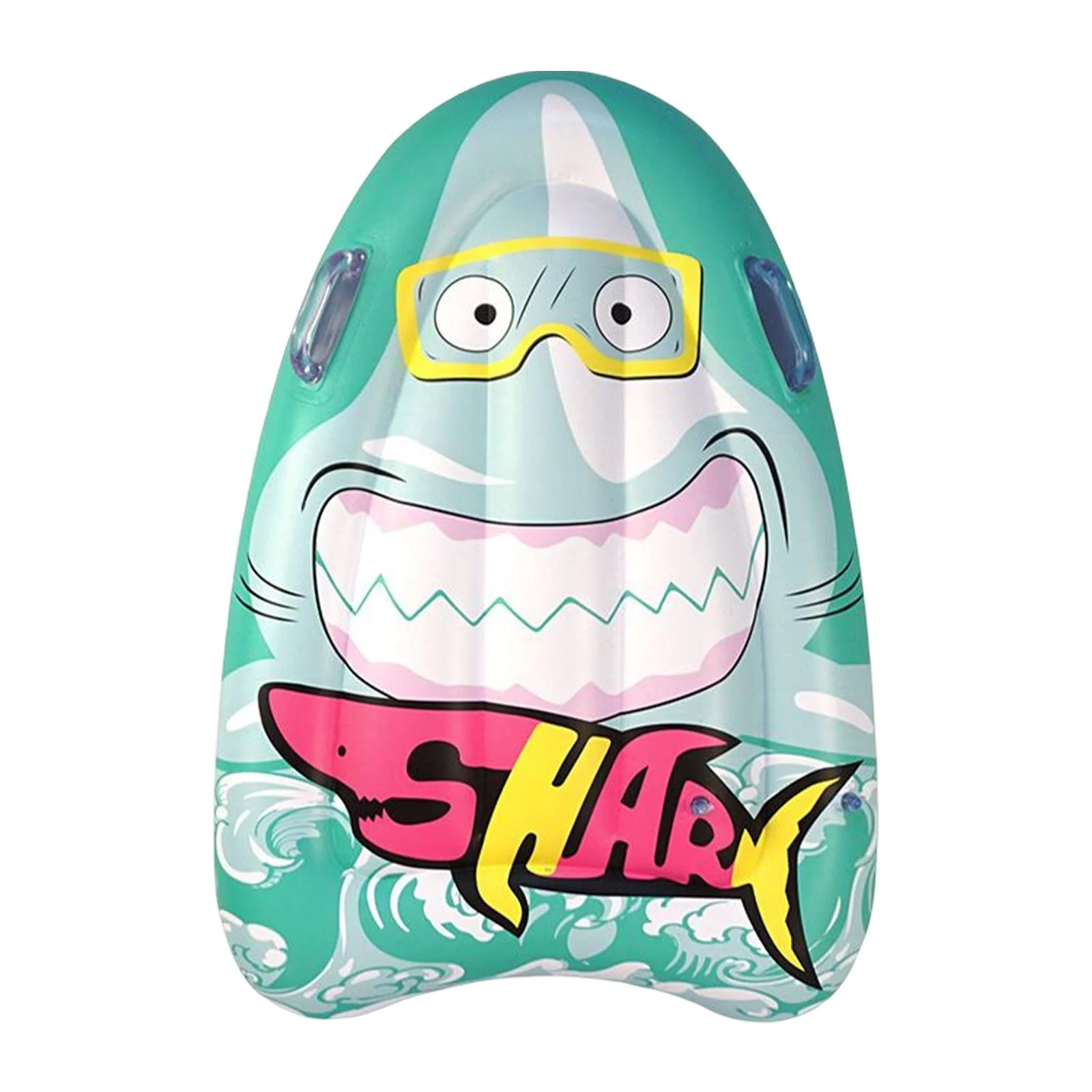 Inflatable with Handles Surfboard Pool Toy Learn Swimming Buoy Kickboard Surf Body Board for Adults Children Fun Activity Surfing Green