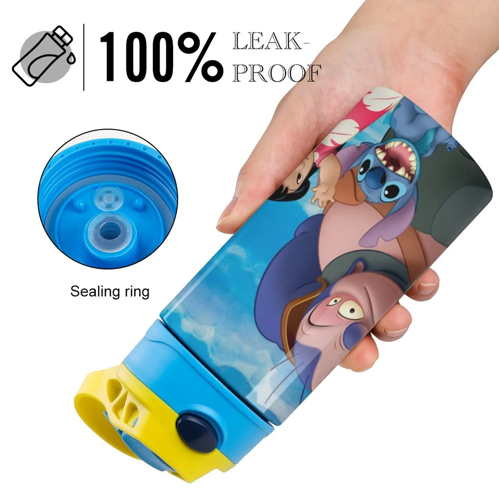 Stitch Cartoon Children's Water Bottle Vacuum Insulated Stainless Steel Cup With Straw Toddler Thermoses