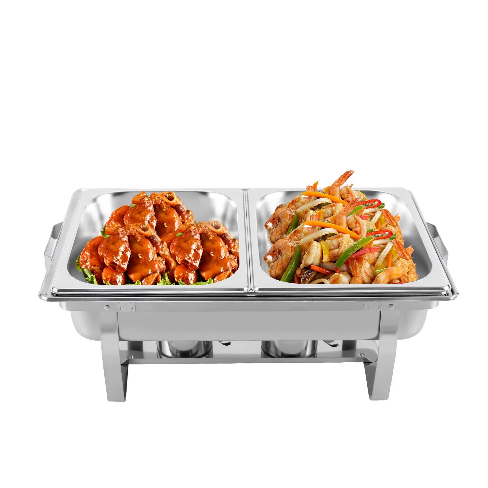 Miumaeov 9.5QT Stainless Steel Catering Chafer Chafing Dish Sets Rectangular Buffet Warmer with Fuel Holder and Lid