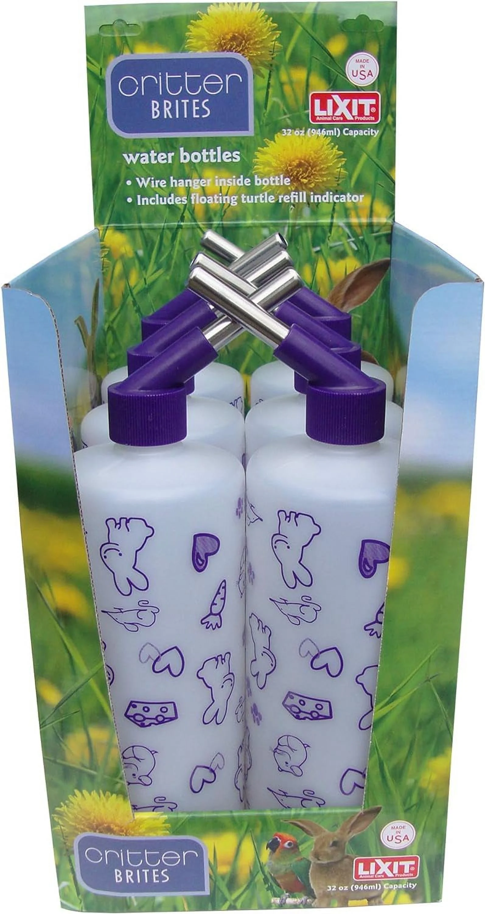 Bulk Water Bottles With Display Case For Rabbits, s, Chinchillas, Rats, Mice, Guinea Pigs', And Other Small Animals (32 Ounce)