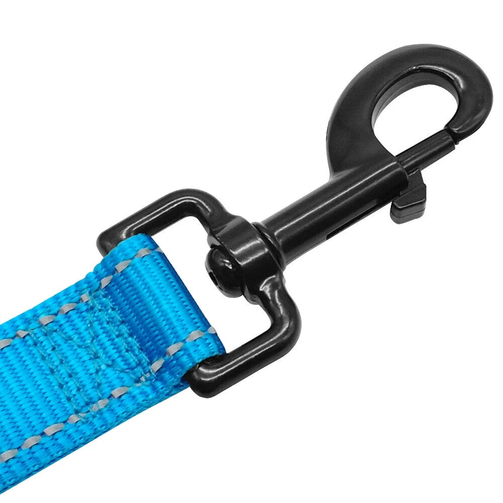 4ft Reflective Nylon Dog Leash with 2 Dual Handles Traffic Control Walking Leads