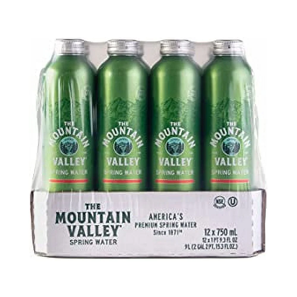 Spring Water Aluminum Bottle 25.36 Ounces 750Ml (Pack Of 12)