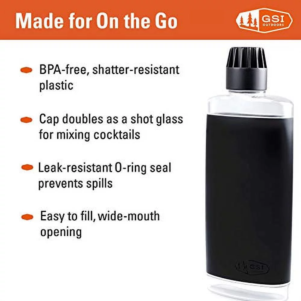 GSI Outdoors Stainless Steel 6 oz Flask Black