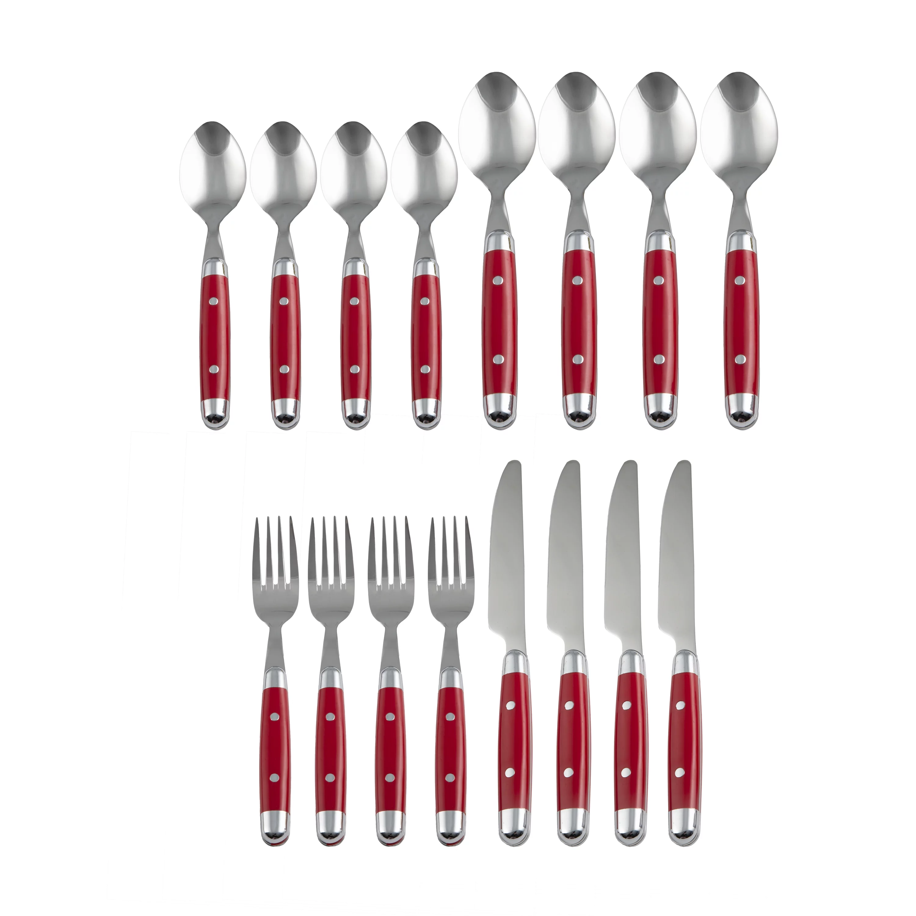 Jubilee Red 18/0 16-Piece Flatware Set, Service for 4