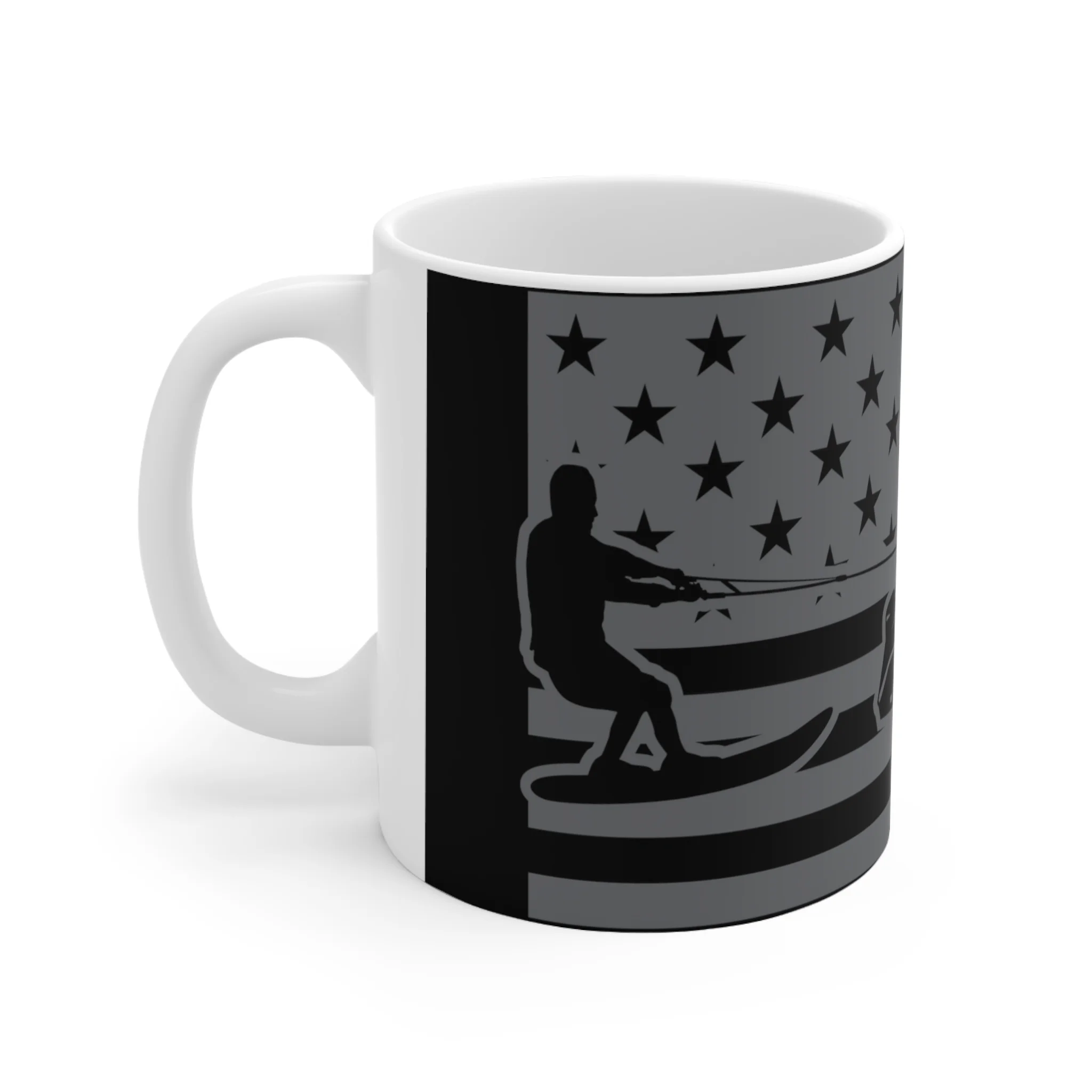 Ceramic Mug 11oz Waterski USA Flag
