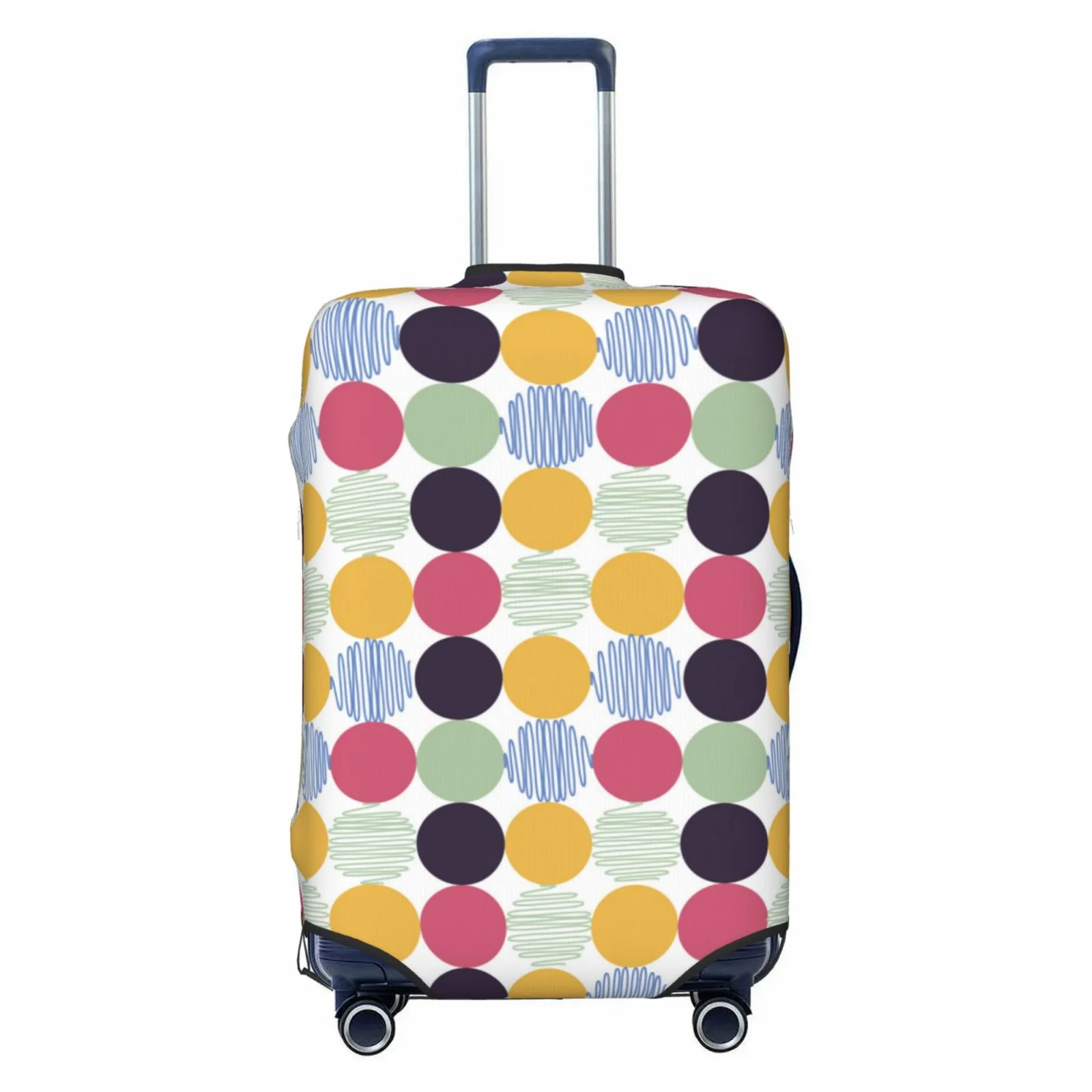Easygdp Polka Dot Print Elastic and Washable Suitcase Protective Cover with Hidden Zipper Fits 18-32 inch Luggage -Small