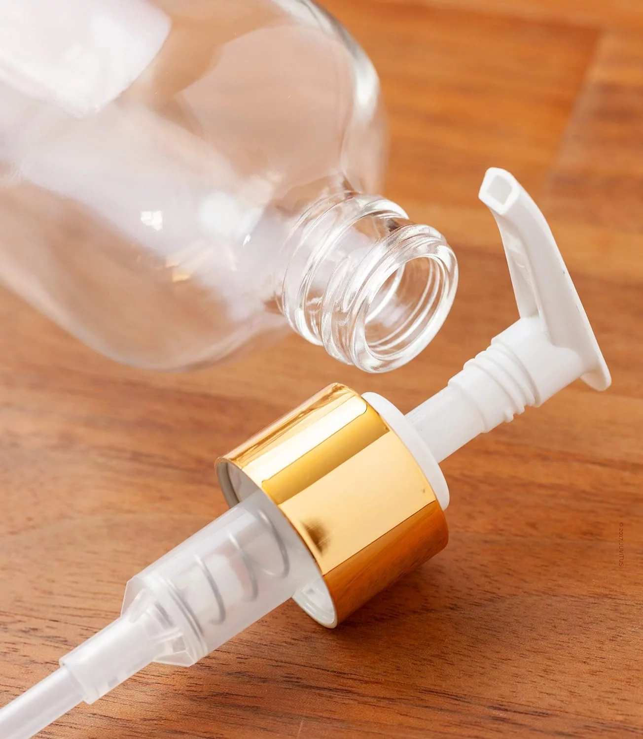 8 Oz Clear Round Thick Plated Glass Bottle With Pump (4 Pack)