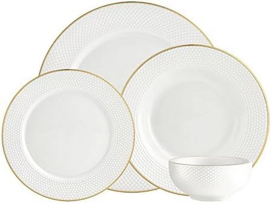 Dinnerware Set, Dinner Plates, Salad Plates, Coffee Mugs And Soup Bowl, Cereal Bowl, Rim 16 Piece Set