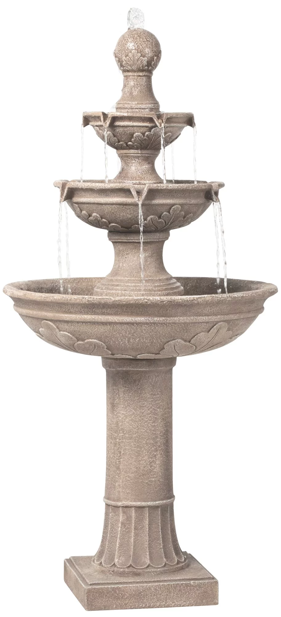 John Timberland Stafford Rustic 3 Tier Cascading Bubbler Outdoor Floor Water Fountain 48